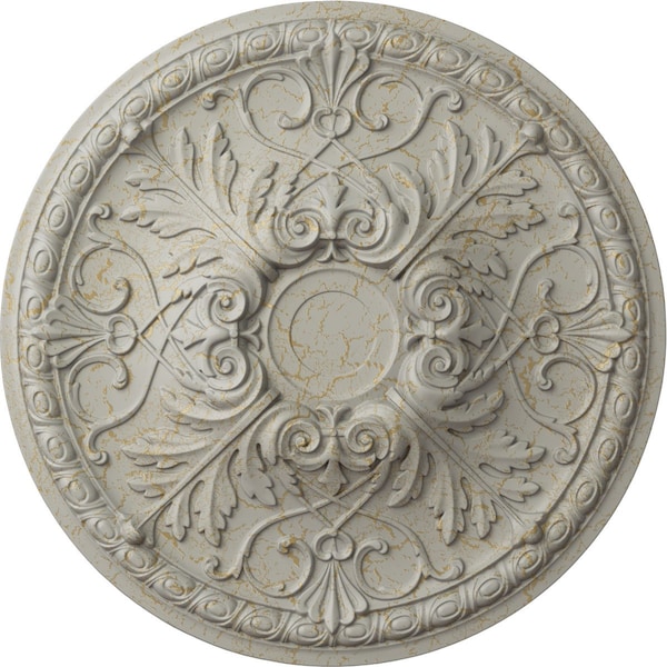 Ekena Millwork Tristan Ceiling Medallion (Fits Canopies up to 6 1/4"), 32 3/8"OD x 3 1/2"P, Pot of Cream Crackle CM32TNPCC - main
